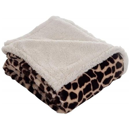 BEDFORD HOME Bedford Home 61A-18540 Fleece & Sherpa Throw Blanket; Giraffe 61A-18540